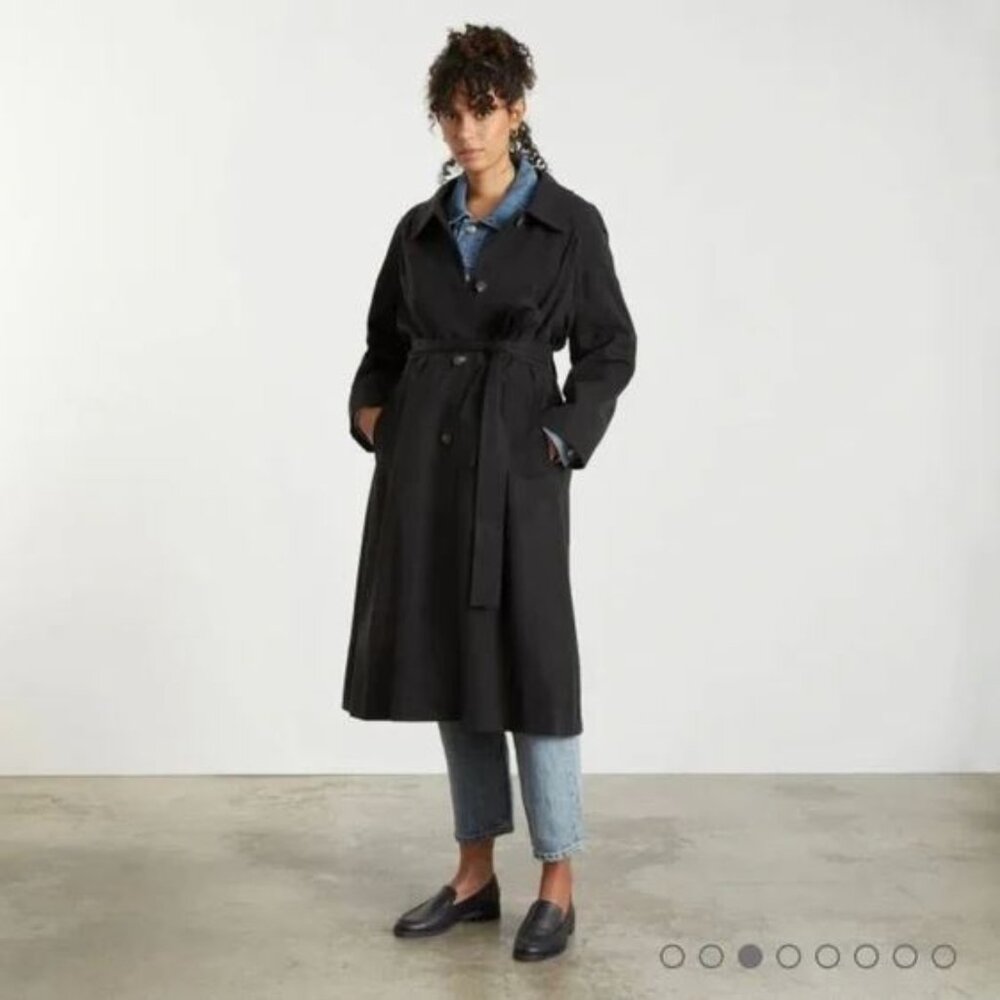 Everlane The Gathered Drape Trench Coat Black Women's Size S NWT